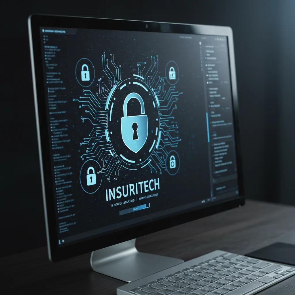 Close-up of a computer screen showing security software, symbolizing data protection in InsurTech